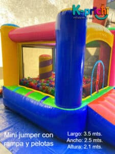 mini brincolín con rampa y pelotas, inflables df, k-prichi