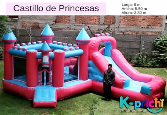 Si tu pequeña es fanática de las princesas de Disney la renta de juegos inflables como este Castillo de princesas será la mejor opción. Llámanos y solicita tu cotización para rentar inflable en el DF