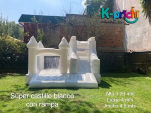 juego inflable blanco, boda, bautizo,brincolín blanco en forma de castillo, rentar inflables en cdmx, k-prichi