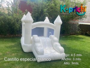 juego inflable blanco, boda, bautizo,brincolín blanco en forma de castillo, rentar inflables en cdmx, k-prichi