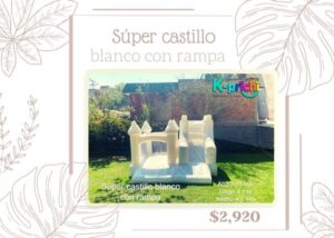 juego inflable blanco, boda, bautizo,brincolín blanco en forma de castillo, rentar inflables en cdmx, k-prichi