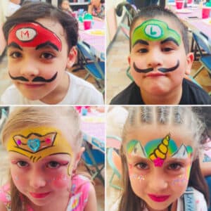 servicio de pintacaritas, tattoos de diamantina, fiestas infantiles, cdmx, mario bros, pintacaritas